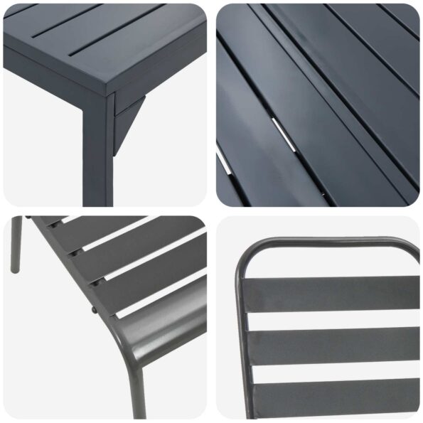 vidaXL 9-dielny záhradný jedálenský set šedá oceľ – Obrázok 9
