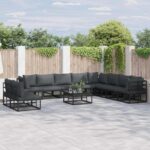 vidaXL Súprava záhradných pohoviek 11 pcs Čierna 70 x 70 x 32 cm