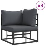 vidaXL Súprava záhradných pohoviek 12 pcs Čierna 70 x 70 x 32 cm – Obrázok 3