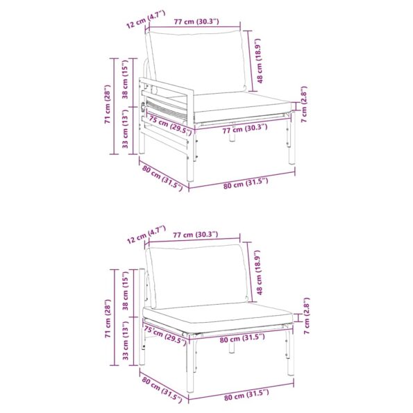 vidaXL Súprava záhradných pohoviek 5 pcs Antracitová Oceľ – Obrázok 13