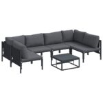 vidaXL Súprava záhradných pohoviek 7 pcs Antracitová Oceľ – Obrázok 2