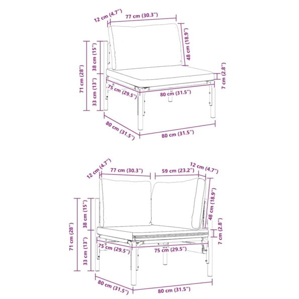 vidaXL Súprava záhradných pohoviek 7 pcs Antracitová Oceľ – Obrázok 13