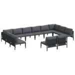 vidaXL Súprava záhradných pohoviek 12 pcs Antracitová Oceľ – Obrázok 2