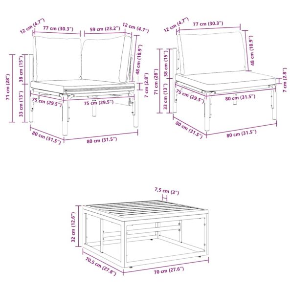 vidaXL Súprava záhradných pohoviek 14 pcs Antracitová Oceľ – Obrázok 12
