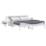 vidaXL Rám postele s čelnou doskou Biela 200 x 200 cm Borovicový masív – Obrázok 2