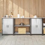 vidaXL Kuchynský úložný set 3 pcs Strieborný 210 x 50 x 92 cm