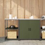 vidaXL Kuchynský úložný set 2 pcs Olivová zelená 150 x 50 x 92 cm