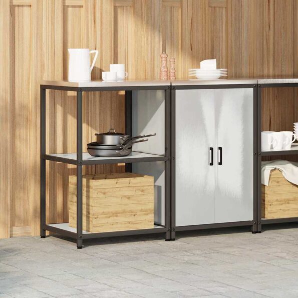 vidaXL Kuchynský úložný set 2 pcs Strieborný 120 x 50 x 92 cm – Obrázok 4