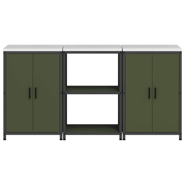 vidaXL Kuchynský úložný set 3 pcs Olivová zelená 180 x 50 x 92 cm – Obrázok 9