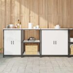 vidaXL Súprava kuchynského úložiska 3 pcs Biela 210 x 50 x 92 cm