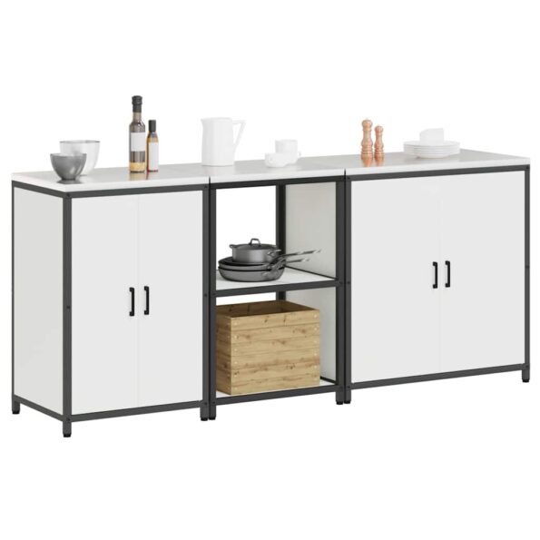 vidaXL Súprava kuchynského úložiska 3 pcs Biela 210 x 50 x 92 cm – Obrázok 3