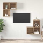 vidaXL Sada televíznych stolíkov 4 pcs dub artisan 37 x 37 x 72 cm