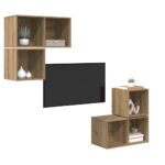 vidaXL Sada televíznych stolíkov 4 pcs dub artisan 37 x 37 x 72 cm – Obrázok 3