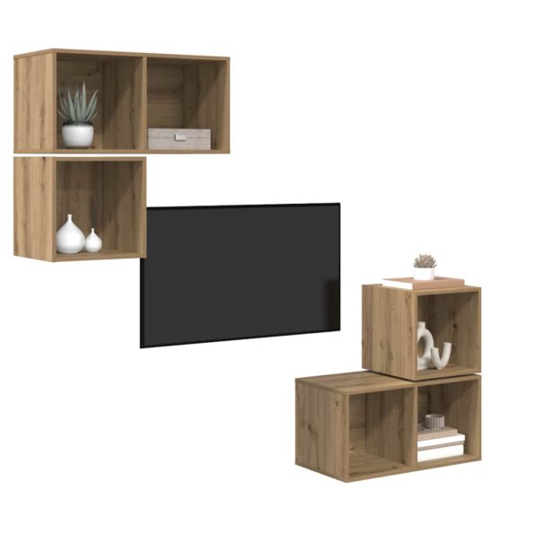 vidaXL Sada televíznych stolíkov 4 pcs dub artisan 37 x 37 x 72 cm – Obrázok 3