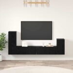 vidaXL Nástenný TV kabinet 4 pcs Čierny dub Kompozitné drevo