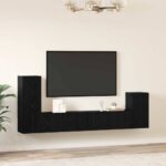vidaXL Nástenný TV kabinet 4 pcs Čierny dub Kompozitné drevo – Obrázok 4
