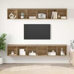 vidaXL Nástenný TV kabinet 4 pcs dub artisan 37 x 37 x 107.5 cm