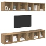 vidaXL Nástenný TV kabinet 4 pcs dub artisan 37 x 37 x 107.5 cm – Obrázok 3