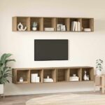 vidaXL Nástenný TV kabinet 4 pcs dub artisan 37 x 37 x 107.5 cm – Obrázok 4