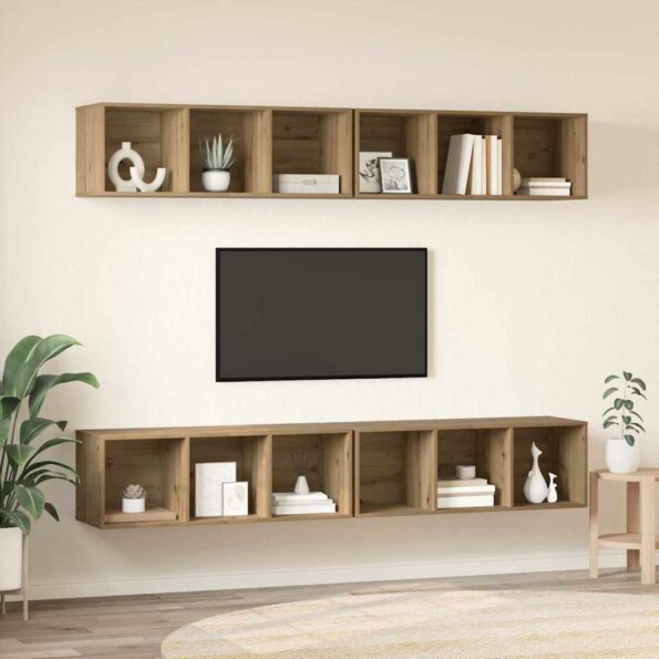 vidaXL Nástenný TV kabinet 4 pcs dub artisan 37 x 37 x 107.5 cm – Obrázok 4