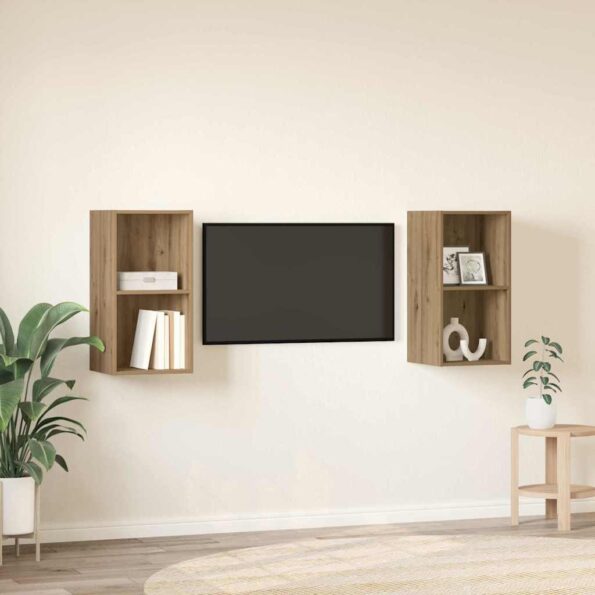 vidaXL Nástenný TV kabinet 2 pcs Remeselný dub 37 x 37 x 72 cm – Obrázok 4