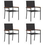 vidaXL Záhradné stohovateľné stoličky 4 pcs Čierna a Hnedá – Obrázok 2