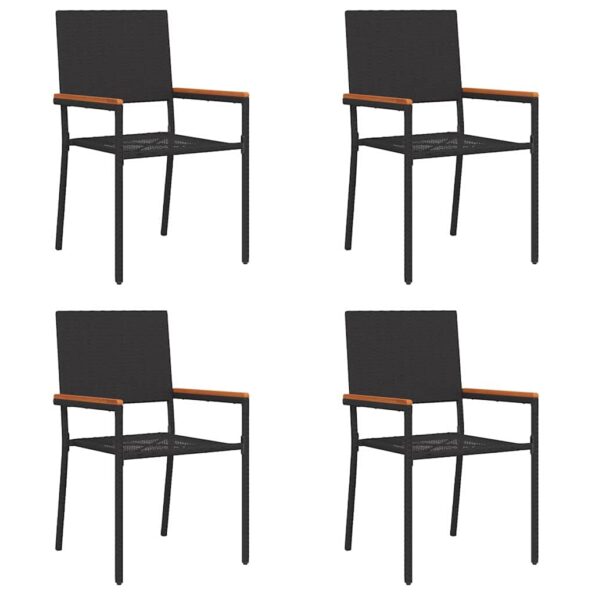 vidaXL Záhradné stohovateľné stoličky 4 pcs Čierna a Hnedá – Obrázok 2