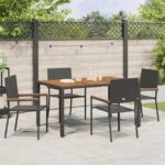 vidaXL Záhradné stohovateľné stoličky 4 pcs Čierna a Hnedá – Obrázok 3