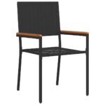 vidaXL Záhradné stohovateľné stoličky 4 pcs Čierna a Hnedá – Obrázok 4