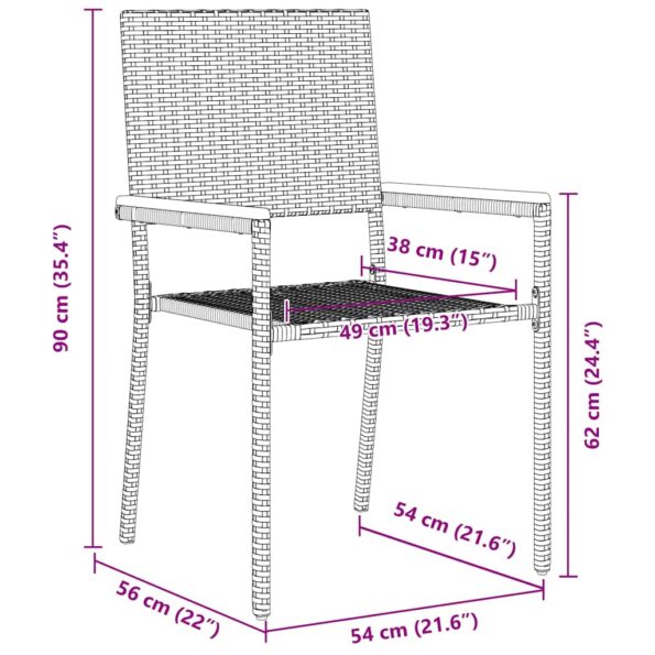 vidaXL Vonkajšie stoličky 4 pcs Šedá, hnedá – Obrázok 10