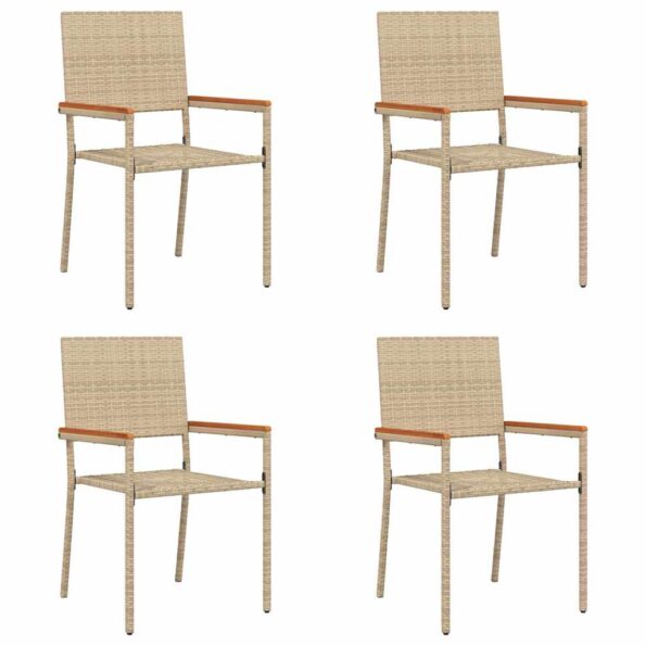 vidaXL Záhradné stohovateľné stoličky 4 pcs Krémová a hnedá – Obrázok 2