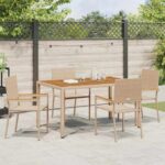vidaXL Záhradné stohovateľné stoličky 4 pcs Krémová a hnedá – Obrázok 3