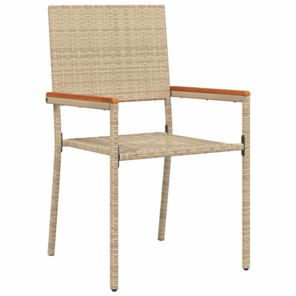 vidaXL Záhradné stohovateľné stoličky 4 pcs Krémová a hnedá – Obrázok 4