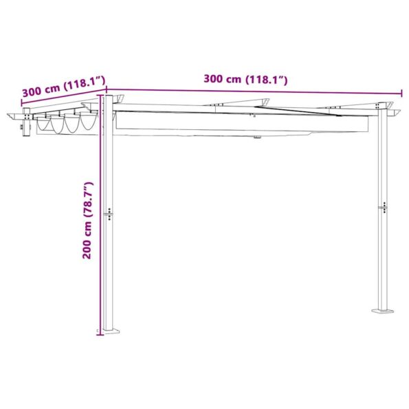 vidaXL Závesný Altánok Sivohnedá 3 x 3 m Oceľ – Obrázok 11