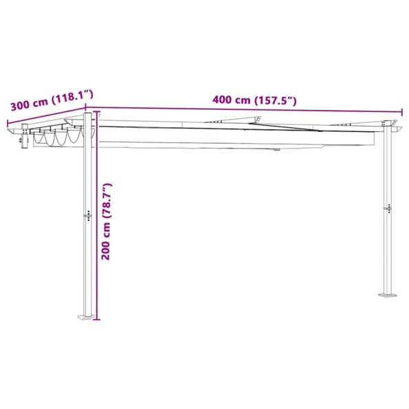 vidaXL Závesný Altánok Sivohnedá 3 x 4 m Oceľ – Obrázok 11