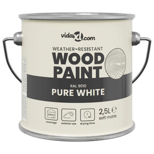 vidaXL Farba na drevo Biela 2.5 L – Obrázok 2