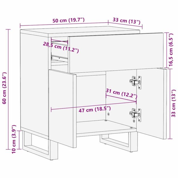 vidaXL Nočné stolíky so zásuvkou Biela a čierna 50 x 33 x 60 cm – Obrázok 11