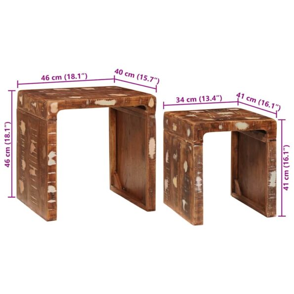 vidaXL Konferenčné stolíky Viacfarebný recyklovaný masív – Obrázok 10