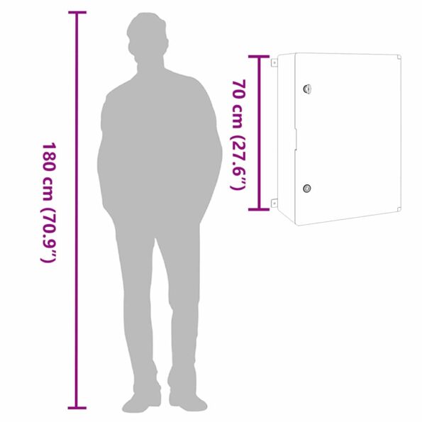 vidaXL Ovládací kabinet IP65 Vodotesný Sivý 50x24,5x70 cm ABS plast – Obrázok 10