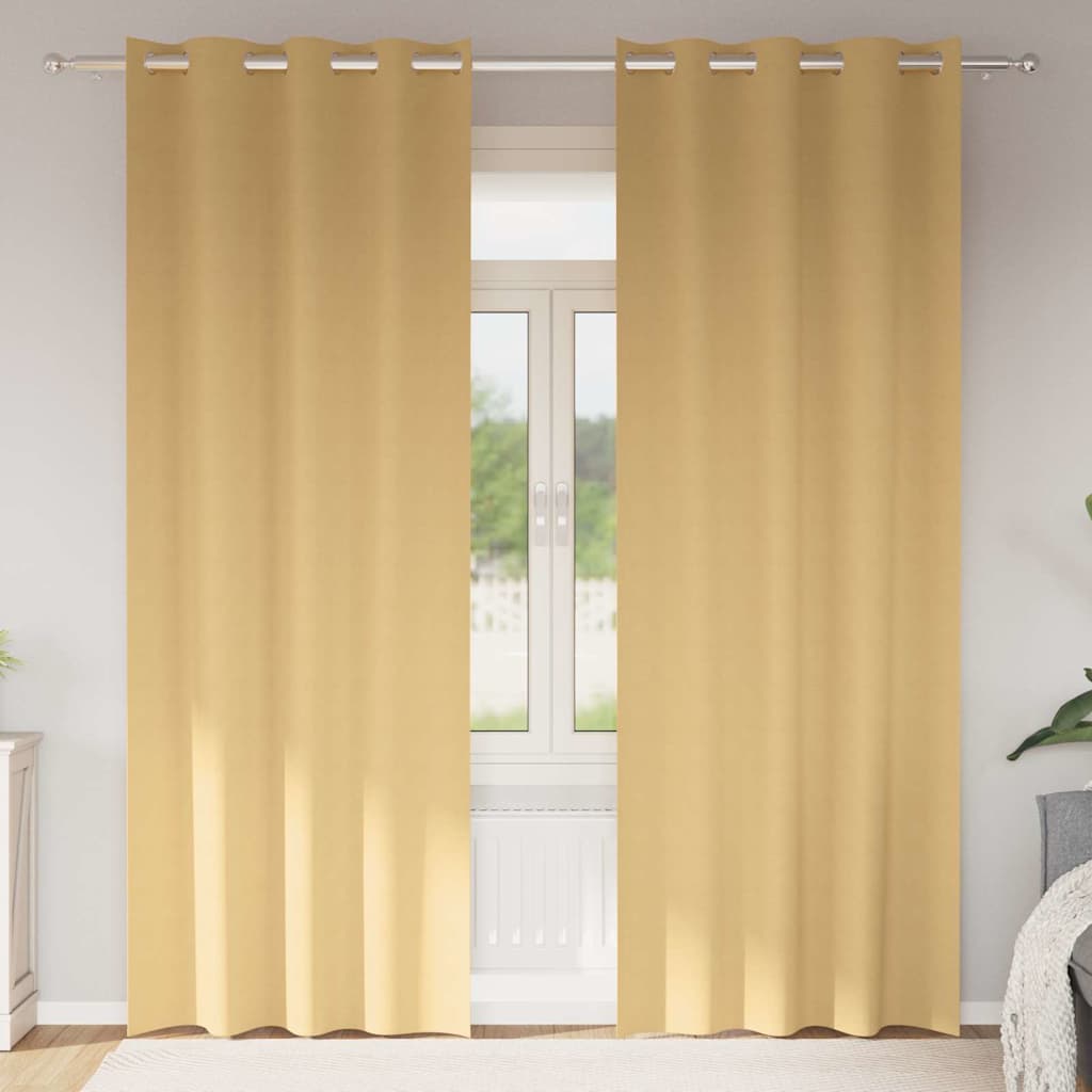 4107315_1.jpg vidaXL Záclony na zatemnenie s krúžkami 2 pcs Béžová 225 x 140 cm – Obrázok 1