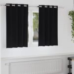vidaXL Záclony na zatemnenie s krúžkami 2 pcs Čierna 140 x 140 cm