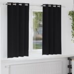 vidaXL Záclony na zatemnenie s krúžkami 2 pcs Čierna 175 x 140 cm