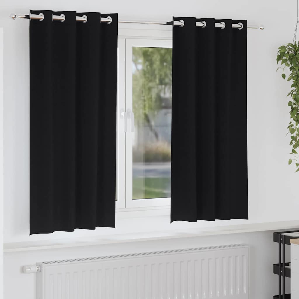 4107319_1.jpg vidaXL Záclony na zatemnenie s krúžkami 2 pcs Čierna 175 x 140 cm – Obrázok 1