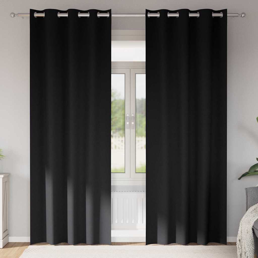 4107320_1.jpg vidaXL Záclony na zatemnenie s krúžkami 2 pcs Čierna 225 x 140 cm – Obrázok 1