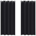 vidaXL Okenice so záclonami 2 pcs Čierna 260 x 140 cm Polyester – Obrázok 2