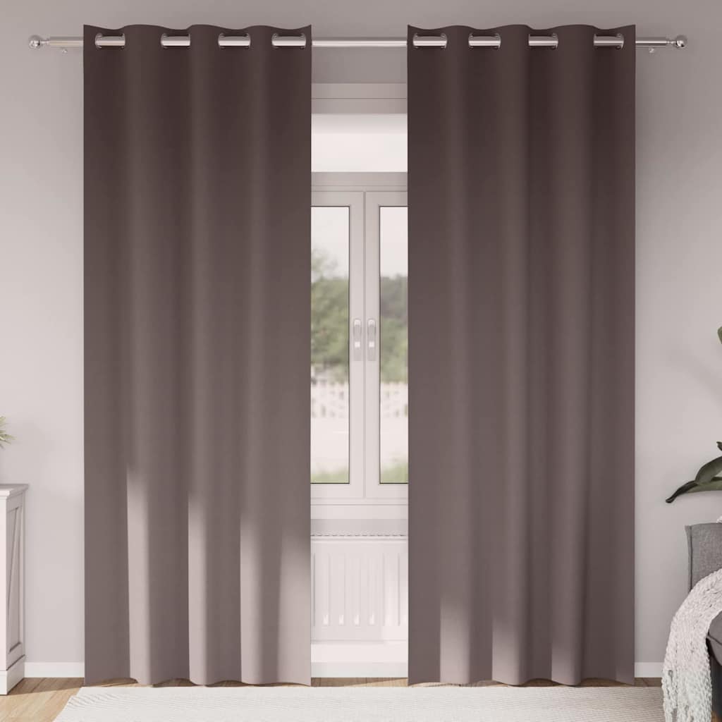 4107336_1.jpg vidaXL Záclony na zatemnenie s krúžkami 2 pcs Tmavohnedá 245 x 140 cm – Obrázok 1