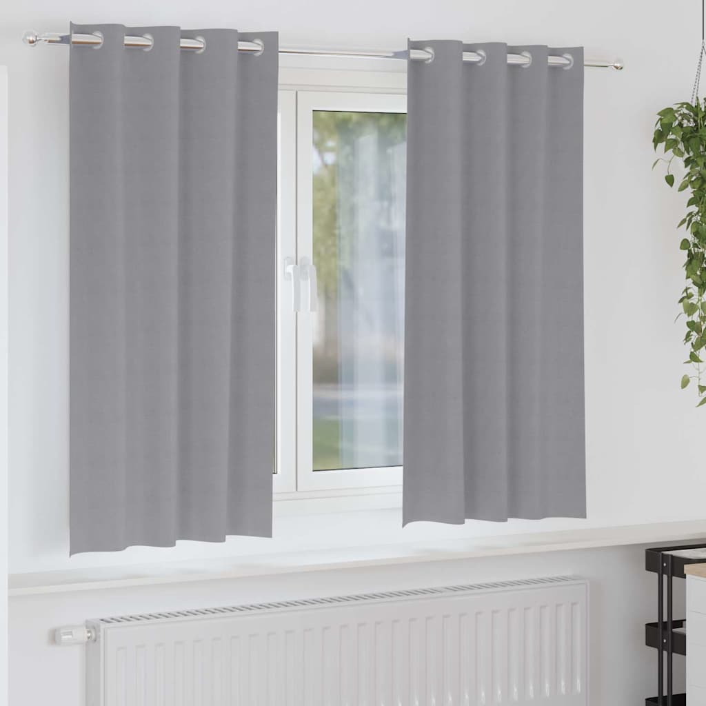 4107344_1.jpg vidaXL Záclony na zatemnenie s krúžkami 2 pcs Svetlosivá 175 x 140 cm – Obrázok 1