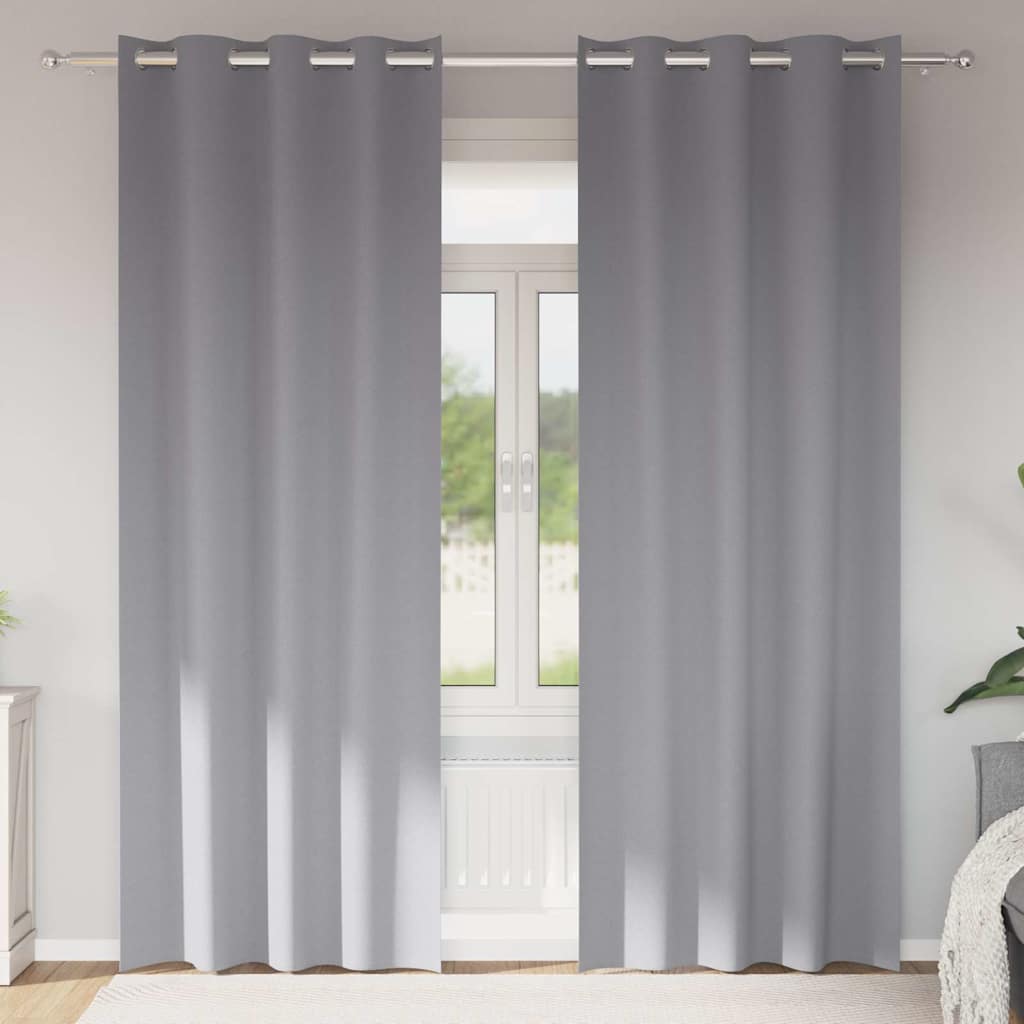 4107347_1.jpg vidaXL Záclony na zatemnenie s krúžkami 2 pcs Svetlosivá 260 x 140 cm – Obrázok 1
