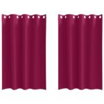 vidaXL Okenice so záclonami 2 pcs Víno červené 175 x 140 cm Polyester – Obrázok 2