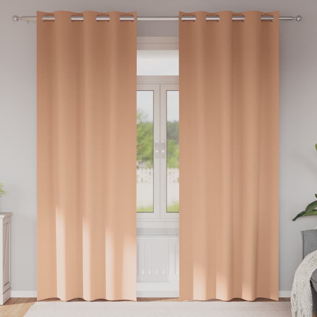 4107371_1.jpg vidaXL Záclony na zatemnenie s krúžkami 2 pcs Svetlohnedá 245 x 140 cm – Obrázok 1